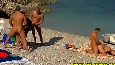 Beach game group pussyfucking