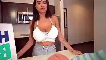 Victoria June's huge tits & tight pussy make her a birthday gift for stepson's big cock